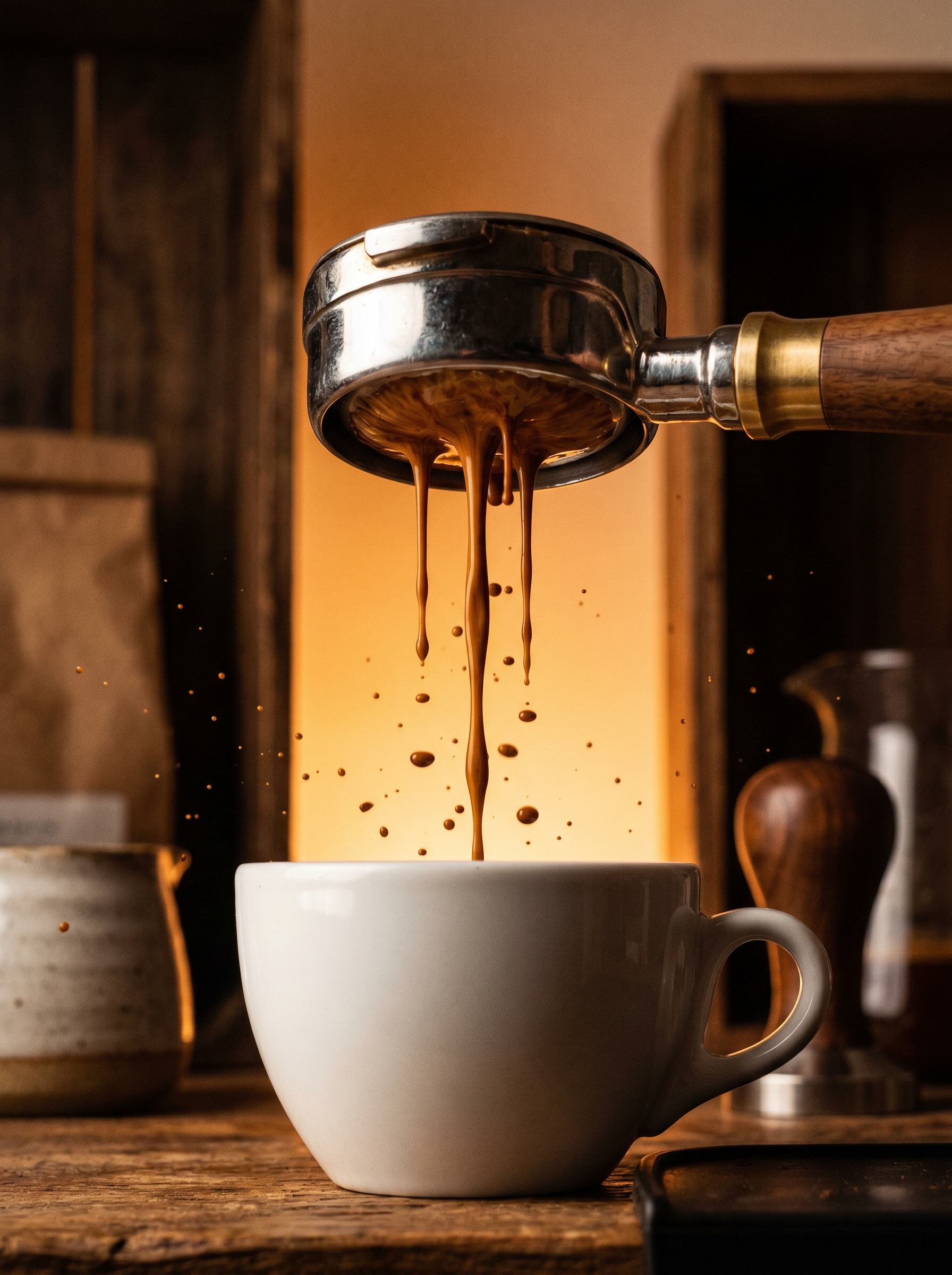 Espresso pulled from a portafilter